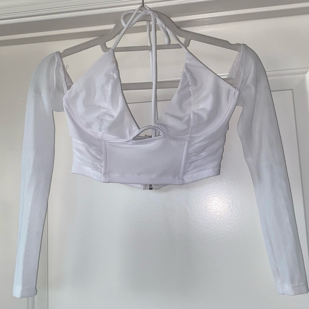 White Fox Just Another Day Long Sleeve Crop White